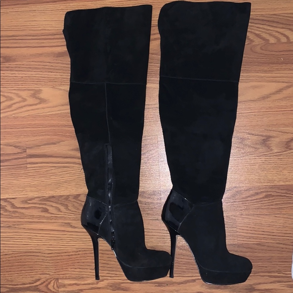 Steve Madden Fabulus Black Suede 7 1/2 OTK Boots